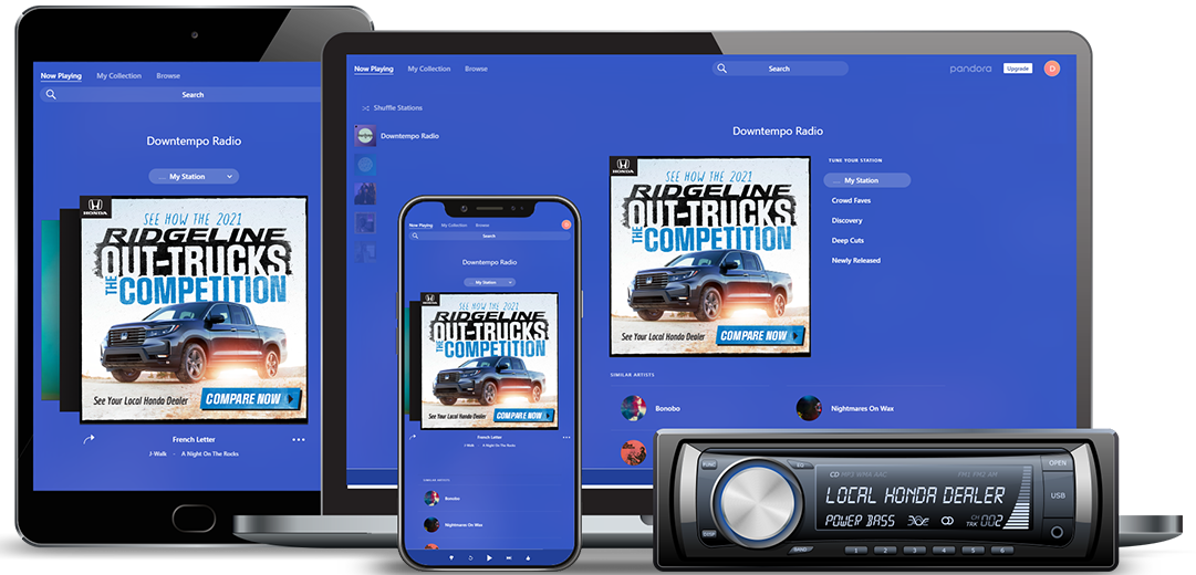 desktop, table, phone and radio deliver the message