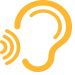 Unique Audience icon, ear with sound waves